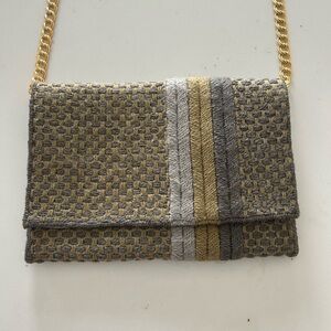 artisan mad Gold and Gray Mini Bag made of wool